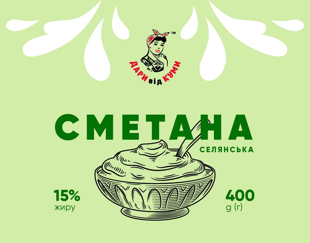 Сметана ДАРИ від КУМИ 15%, 400г, плівка поліетиленова